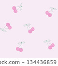 用鋼筆繪製的淡粉紅色櫻桃無縫圖案 134436859