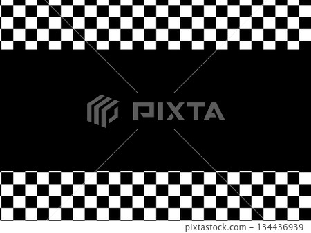 Checkered flag style top and bottom frame background with lace and Japanese style design and checkered pattern Checkered flag style top and bottom frame background with lace and Japanese style design and checkered pattern 134436939