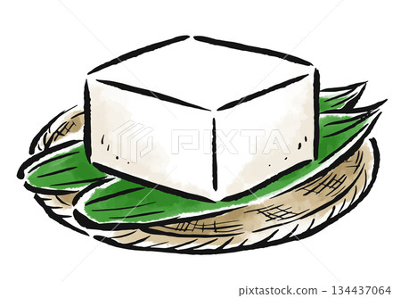 一塊豆腐－手繪筆觸插圖 134437064