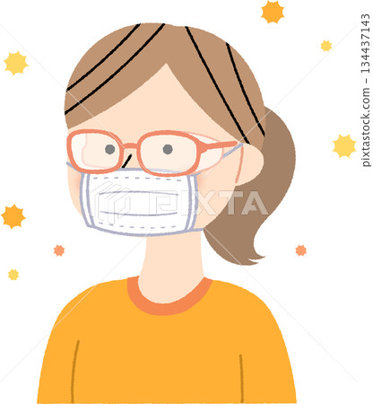 一名戴著防護眼鏡和防花粉口罩的女孩 一名戴著防護眼鏡和防花粉口罩的女孩 134437143