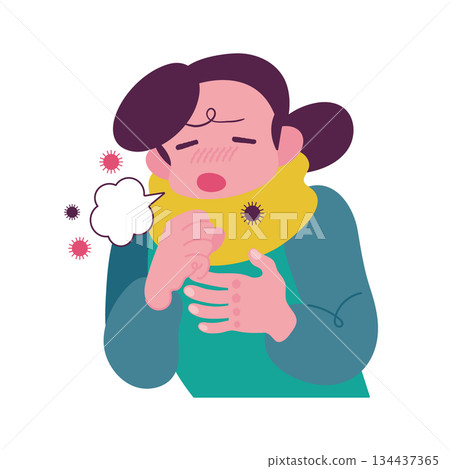 Illustration of a person coughing Illustration of a person coughing 134437365