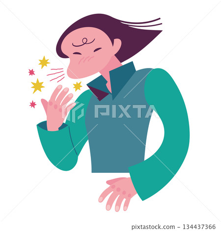Illustration of a person sneezing Illustration of a person sneezing 134437366