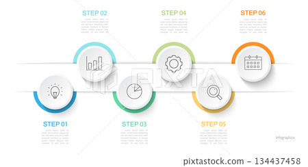 Infographic 6 options design elements for your business data. Vector Illustration. Infographic 6 options design elements for your business data. Vector Illustration. 134437458