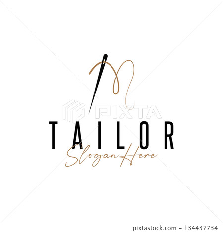Tailor Logo, Needle and Thread Vector, Retro Vintage Simple Minimalist Old Inspiration Design Tailor Logo, Needle and Thread Vector, Retro Vintage Simple Minimalist Old Inspiration Design 134437734