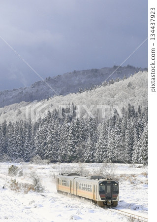 Banetsu West Line with snow scene Banetsu West Line with snow scene 134437923