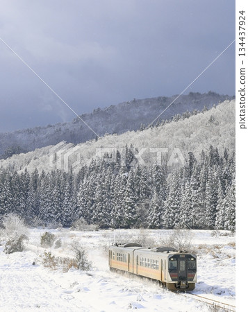 Banetsu West Line with snow scene Banetsu West Line with snow scene 134437924