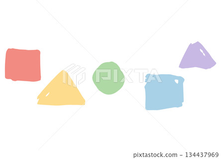 Easy hand-drawn line material series | Random lines of circles, triangles, and squares 134437969