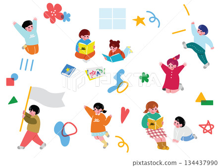 Cute children's illustration set 134437990