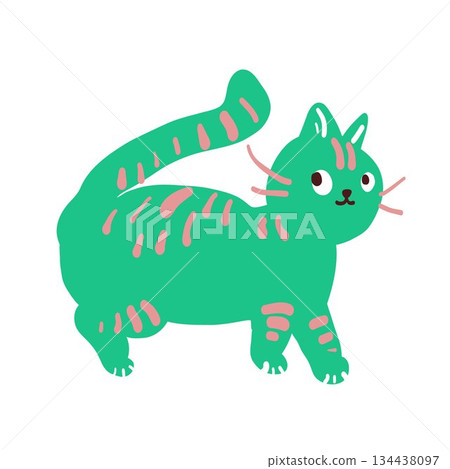 一隻可愛的貓咪行走的插圖 134438097