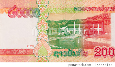 Laos central monetary institution approved 20000 Kip banknote for legal circulation at Lao 134438152