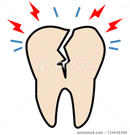 Cracked tooth icon. Healthy tooth sign. flat style. 134438349
