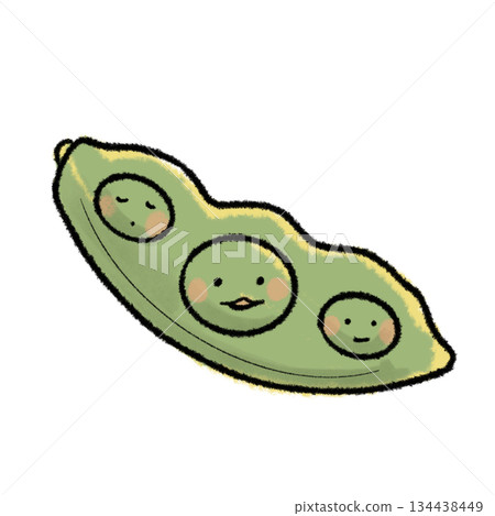 手繪可愛毛豆插圖 134438449