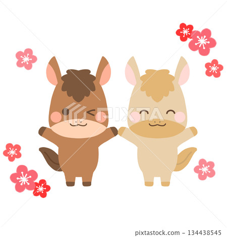 Two horses celebrating the Year of the Horse Two horses celebrating the Year of the Horse 134438545