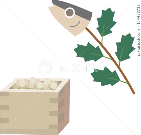 Setsubun sardine decoration and beans illustration material 134438732