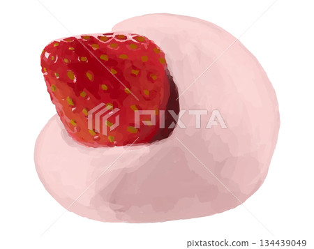 草莓大福插圖(粉紅色) 草莓大福插圖(粉紅色) 134439049