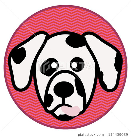以圓形為背景的達爾馬提亞犬面部插圖 以圓形為背景的達爾馬提亞犬面部插圖 134439089