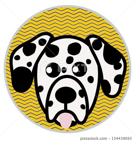 以圓形為背景的達爾馬提亞犬面部插圖 134439093