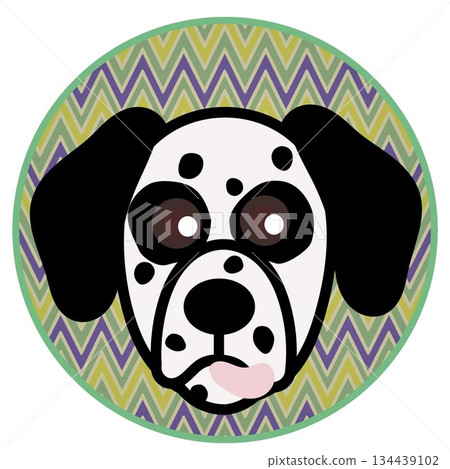 以圓形為背景的達爾馬提亞犬面部插圖 134439102