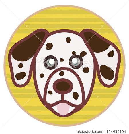 以圓形為背景的達爾馬提亞犬面部插圖 134439104