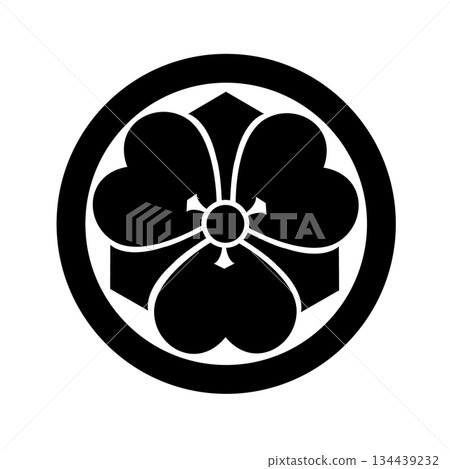 Family crest: Sword and hawk in a circle illustration 134439232