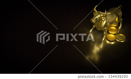 Golden Bull Wealth Growth Symbol 3d render. Golden Bull Wealth Growth Symbol 3d render. 134439293