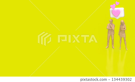 Modern Relationship Communication Concept with Heart Message Icons 3d render. 134439302