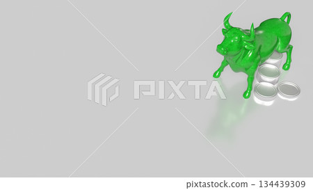 Green Bull Market Growth Symbol 3d render. Green Bull Market Growth Symbol 3d render. 134439309