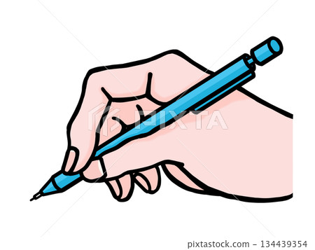 手裡拿著一支自動鉛筆的插圖 手裡拿著一支自動鉛筆的插圖 134439354