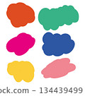 Colorful abstract paint blobs set on white background simple modern illustration 134439499