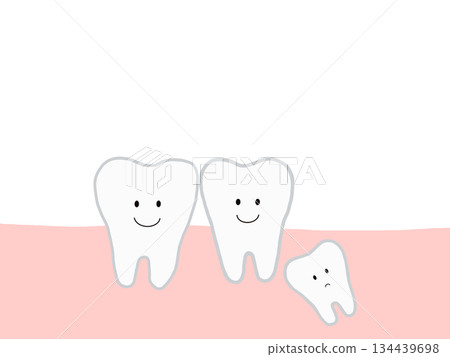 Tooth growth and replacement: Illustrations with buried and impacted teeth, with main lines 134439698