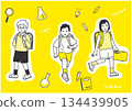 Illustration set of cheerful elementary school students 134439905