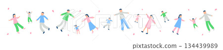 Spring illustration set of people floating in the air Spring illustration set of people floating in the air 134439989