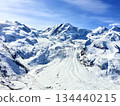 panoramic view, snow-covered mountain in Alps  134440215