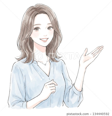 婦女和女孩的水彩和手繪插圖素材 134440592