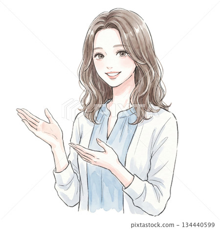 婦女和女孩的水彩和手繪插圖素材 婦女和女孩的水彩和手繪插圖素材 134440599