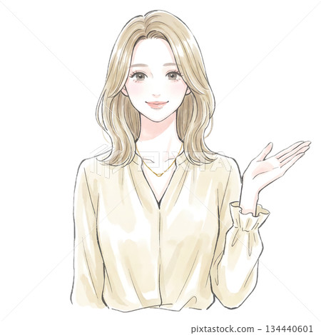 婦女和女孩的水彩和手繪插圖素材 婦女和女孩的水彩和手繪插圖素材 134440601