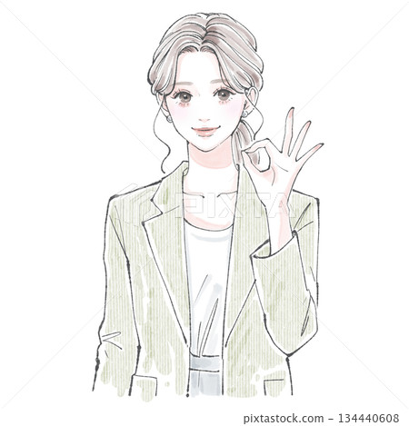 婦女和女孩的水彩和手繪插圖素材 婦女和女孩的水彩和手繪插圖素材 134440608