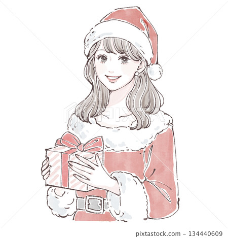 Watercolor and hand-drawn illustration material of women and girls 134440609