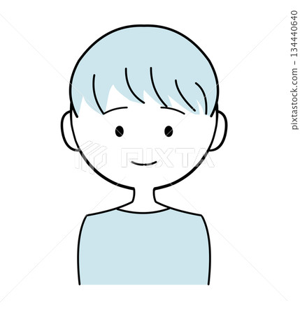 Simple and cute boy illustration - light blue haired man Simple and cute boy illustration - light blue haired man 134440640
