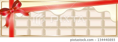 Melting white chocolate and red ribbon banner frame Melting white chocolate and red ribbon banner frame 134440893