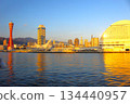 Kobe's symbols, the Port Tower and Oriental Hotel, bathed in the sunset 134440957