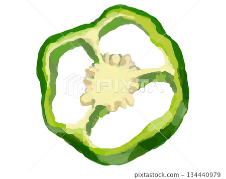 切開的甜椒示意圖（切片，橫切面，帶籽） 134440979