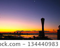 A fantastic morning glow at Kobe Port, with the silhouette of the Port Tower 134440983