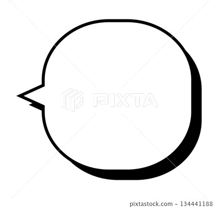 Simple speech bubble, three-dimensional, vector data, flyer, magazine, web, video material, monochrome 134441188