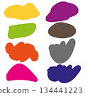 Abstract colorful organic shapes background with playful brush blobs modern flat illustration 134441223