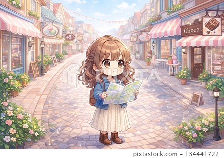 Girl looking at a map 134441722