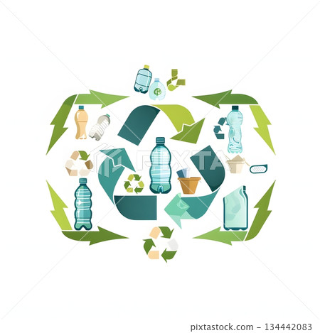 3R循環的扁平化設計代表循環社會 134442083
