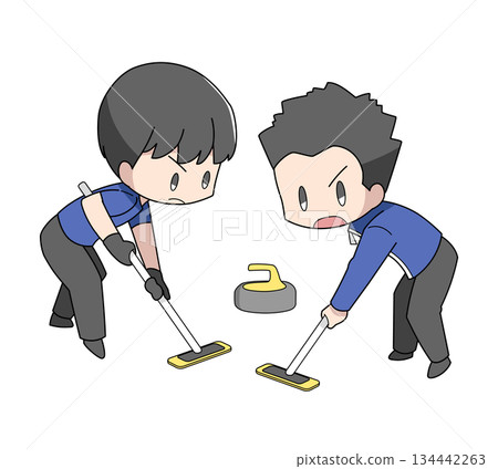 冰壺掃擊示意圖 - 男人 134442263