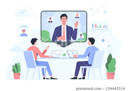 透過全息投影與海外遠距員工進行會議 / 透過全息投影與海外遠距員工進行會議 134442514