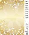 A sparkling vertical background illustration with flying gold and silver tapes 134442518